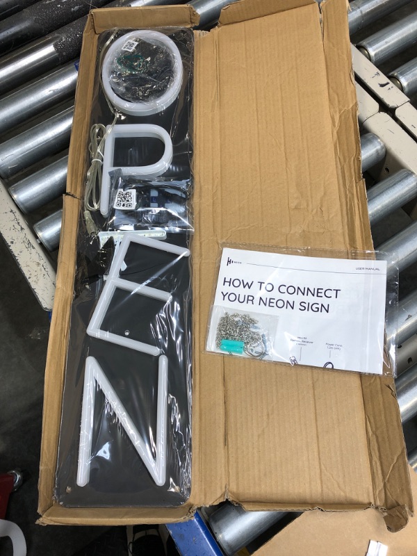 Photo 1 of HiNeon Vertical Neon Open Sign, 26inx5in Vertical LED Open Sign for Business, Bar, Shop Windows, Restaurant Storefront, Direct Plugin w/ 12V Adapter & Remote Control w/ 6 Modes (White)