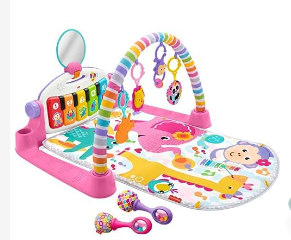 Photo 1 of Fisher Price Baby Gift Set Deluxe Kick & Play Piano Gym & Maracas, Playmat & Musical Toy & Portable Baby Chair Sit-Me-Up Floor Seat with Developmental Toys & Machine Washable Seat Pad, Pacific Pebble Fisher-Price Deluxe Kick 'N Play Piano Gym & Maracas, P