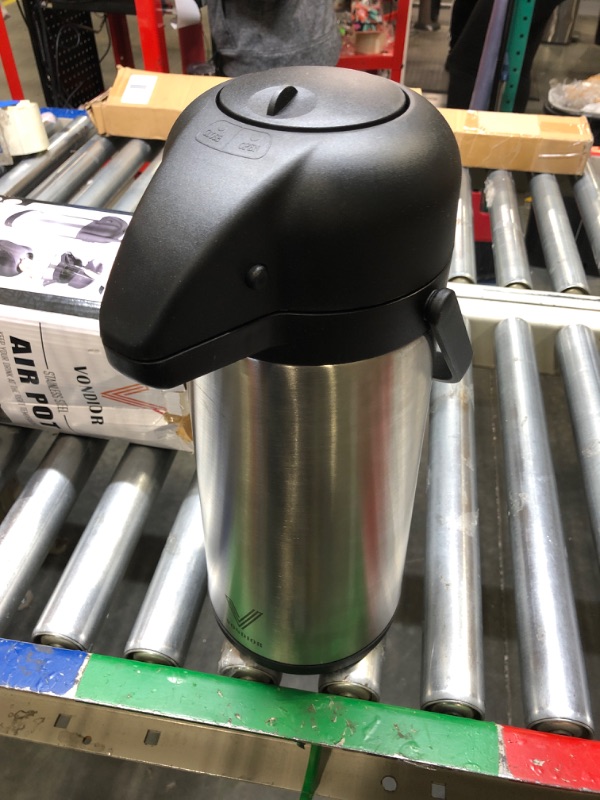 Photo 3 of **USED** Airpot Coffee Dispenser with Pump - Insulated Stainless Steel Coffee Carafe (102 oz) - Thermal Beverage Dispenser - Thermos Urn for Hot/Cold Water, Party Chocolate Drinks