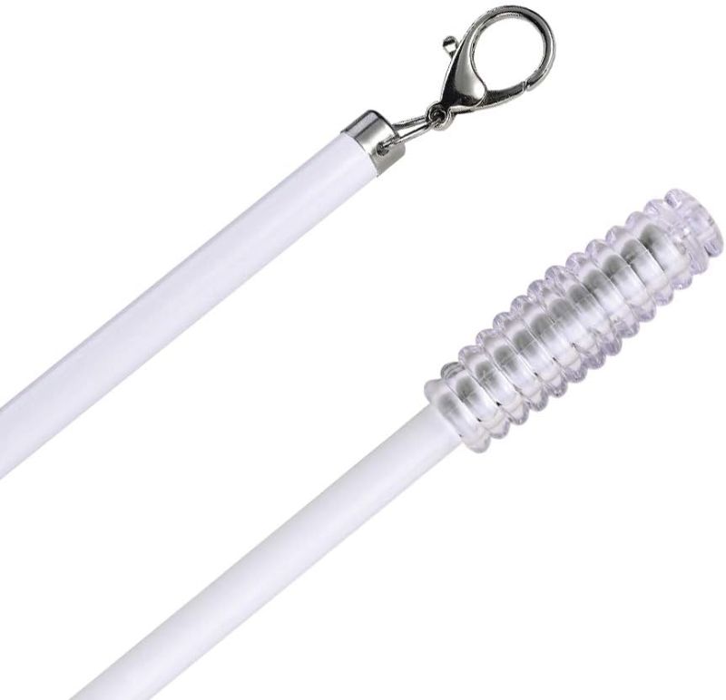 Photo 1 of 2 Pack White Curtain Pull Rod with Metal Snap Push Wand for Drapery and Grommet Curtains 1/2 Inch Wide (Aluminum-white, 40 Inch)