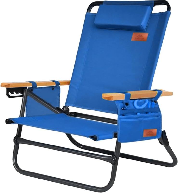 Photo 1 of AnYoker Camping Chair, 4 Adjust Position Compact Backpacking Chair, Portable Folding Chair, Beach Chair with Side Pocket, Headrest,Cup Holder,Shoulder Strap, Lightweight Hiking SDTJYMZ ?Blue?
