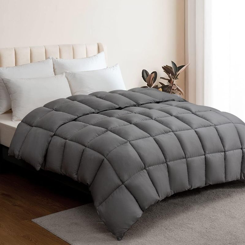 Photo 1 of 100% Viscose Made from Bamboo Comforter for Hot Sleepers- Breathable Cooling Silky Soft Duvet Insert Cal King Size-with 8 Corner Tabs- All Season Comforter (104x96 Inches, Grey)
