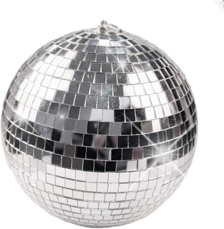 Photo 1 of Boshen 10" Disco Mirror Ball with Hanging Ring Silver Party Disco Ball Light for Party Xmas DJ Stage Lighting Effect
