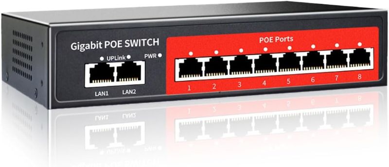 Photo 1 of 8 Port Gigabit PoE Switch with 2 Gigabit Uplink,802.3af/at Compliant,120W Built-in Power,Unmanaged Metal Plug and Play
