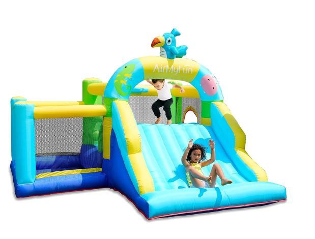 Photo 1 of ***DOES NOT HAVE BLOWER***  DAMAGED*****

AirMyFun Bounce House -  Inflatable Jump Bouncy Castle for Kids, with Wide Slide, Ball Pool for Backyard Play & Party Fun, A82031
