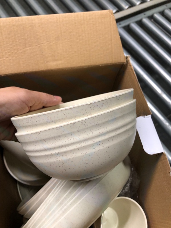 Photo 1 of 32 Pcs Wheat Straw Dinnerware Sets for 8 Kitchen Reusable Dinner Plates, Reliable Cereal Bowls, Lightweight Children Cups Kids Tableware Set Dishwasher Safe for Camping Party Picnic Event (Beige)