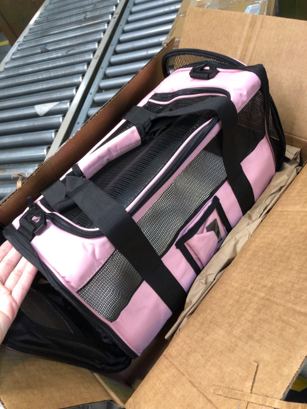 Photo 4 of *MISSING SHOULDER STRAP AND NEEDS CLEANED** SECLATO Cat Carrier, Dog Carrier, Pet Carrier Airline Approved for Cat, Small Dogs, Kitten, Cat Carriers for Small Medium Cats Under 15lb, Collapsible Soft Sided TSA Approved Cat Travel Carrier-Pink