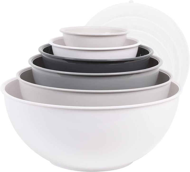 Photo 1 of 
BoxedHome BPA Free Plastic Round Mixing Bowl with Lids, 12 Pack Nesting Bowls with Lids Set, Microwave and Dishwasher Safe Prep & Serving Bowls Great...