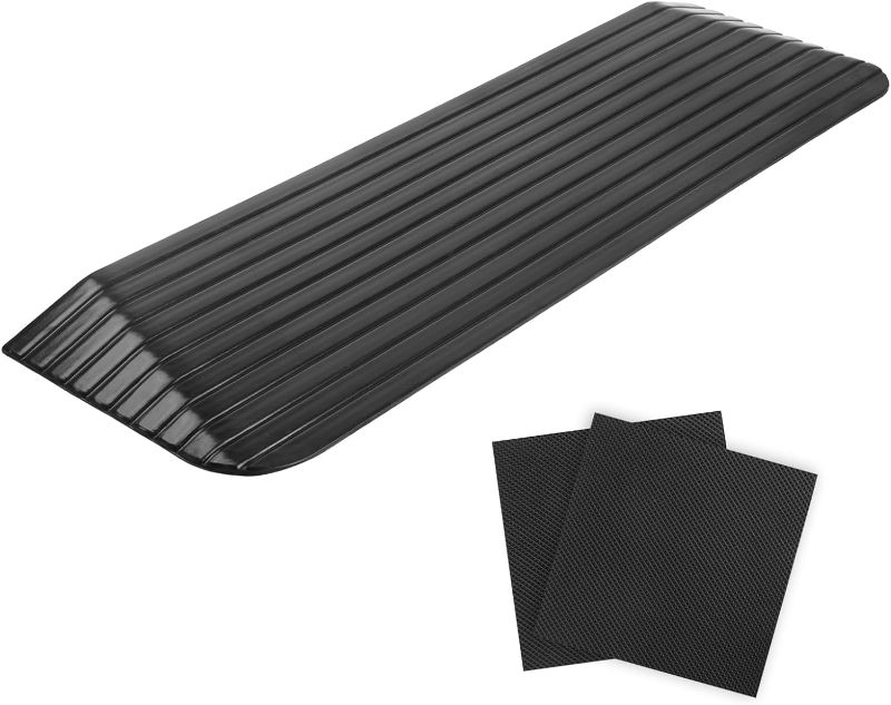 Photo 1 of 3'' Rise Threshold Ramp, Durable Solid Rubber Non-Skid Solid Rubber Threshold Ramp with 2200lbs Load Capacity, Wheelchair Ramp for Doorways Balcony Garage and Bathroom