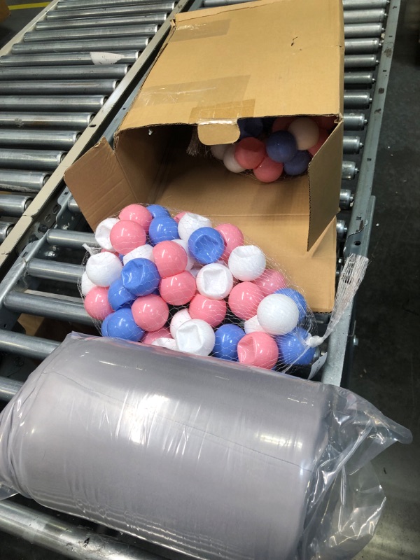 Photo 3 of **USED SOME BALLS DENTED** Deluxe Foam Ball Pit for Toddler with 100 Colorful Balls Included, Soft Milk Silk Fabric, Detachable Design for Clean, Gift for Baby Indoor & Outdoor Game, Boys, Girls Infants Playpen