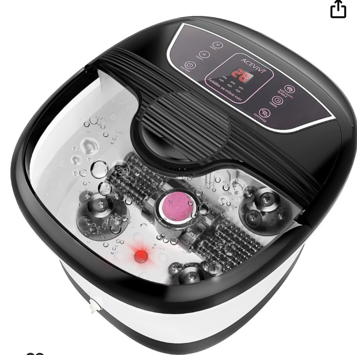 Photo 1 of [Foot Spa Bath Massager with Automatic Shiatsu Massaging Rollers and Maize Roller and Heat Bubbles Multi-Mode, Auto Pedicure Stone, Temperature Control Vibration, and Red Light for Home Office Use 4 Pack ] 
