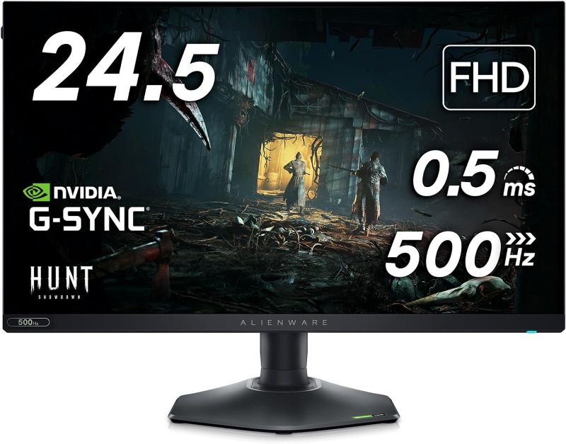 Photo 1 of Alienware AW2524H Gaming Monitor - 24.5-inch 500Hz 1ms IPS Anti-Glare Display, HDMI/DP/USB, Height/Tilt/Swivel/Pivot Adjustable, Dell Services - Dark Side of The Moon