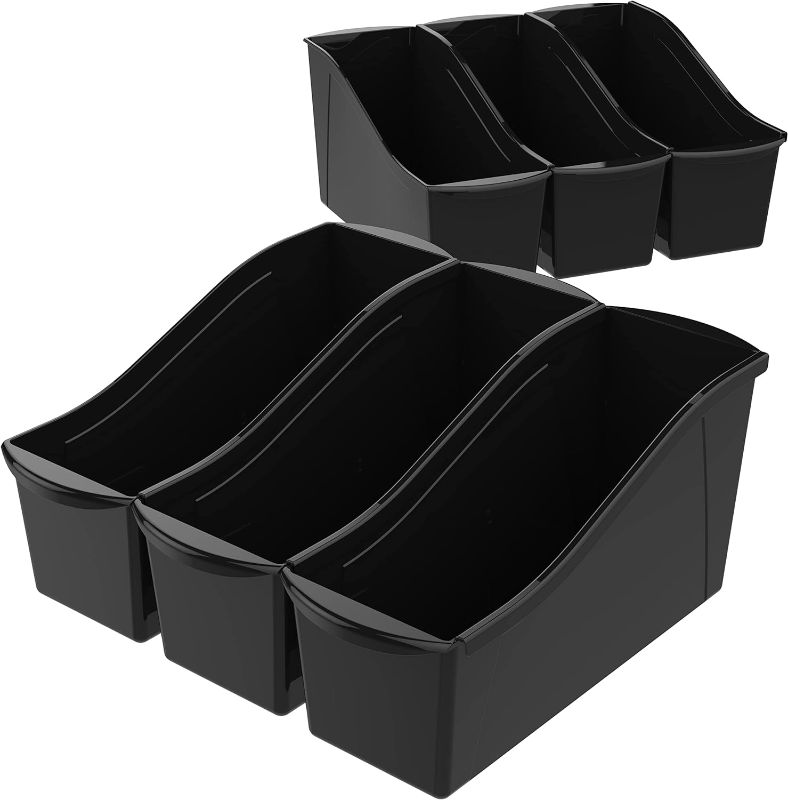 Photo 1 of Storex Large Book Bin, Interlocking Plastic Organizer for Home, Office and Classroom, Teal, 6-Pack (71120U06C
