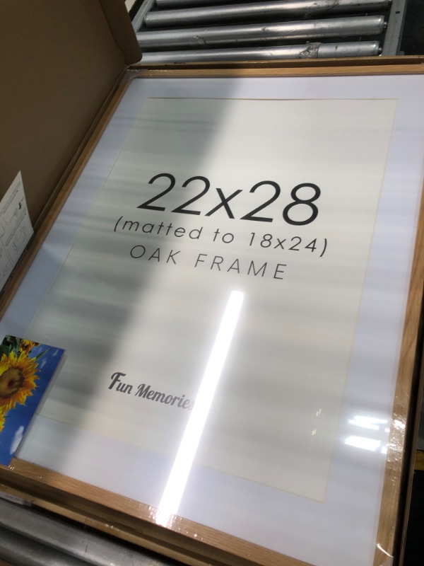 Photo 3 of 22x28 Wood Picture Frame, Large Poster Frame 22 x 28, 2 Pack Wood Frames 22x28 with Real Glass, 22x28 Frame with Mat for 18x24, Minimalist Wooden Frame Art Frame 22 by 28 Oak 22x28 - 2P