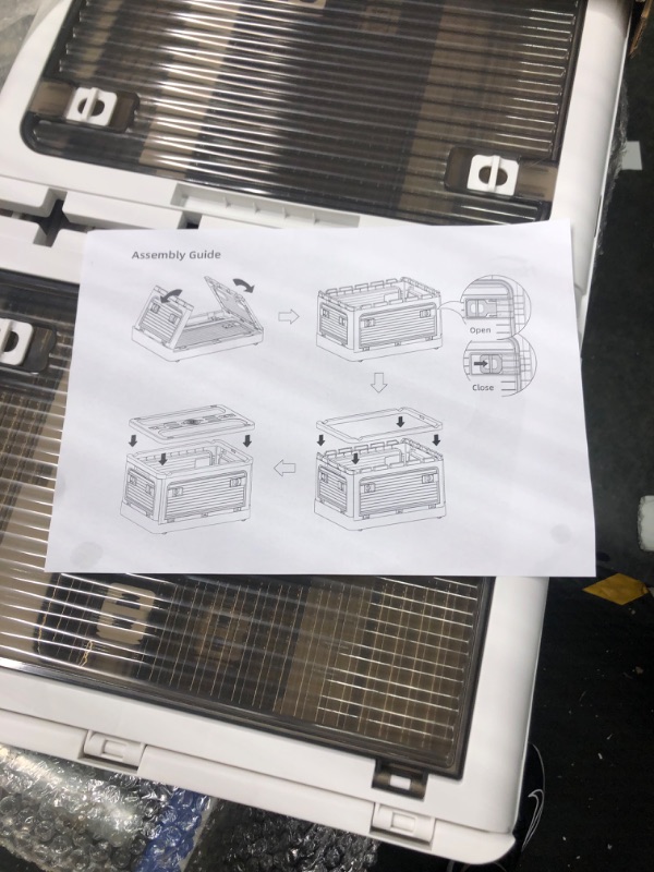 Photo 2 of 22.2 Gal Storage Bins with Lids, Folding Storage Box with Wheels and 5 Doors, Collapsible Plastic Storage Bin, Stackable Storage Containers, for Home, Office Organizing, White WG84CW01 1 22.2 Gal