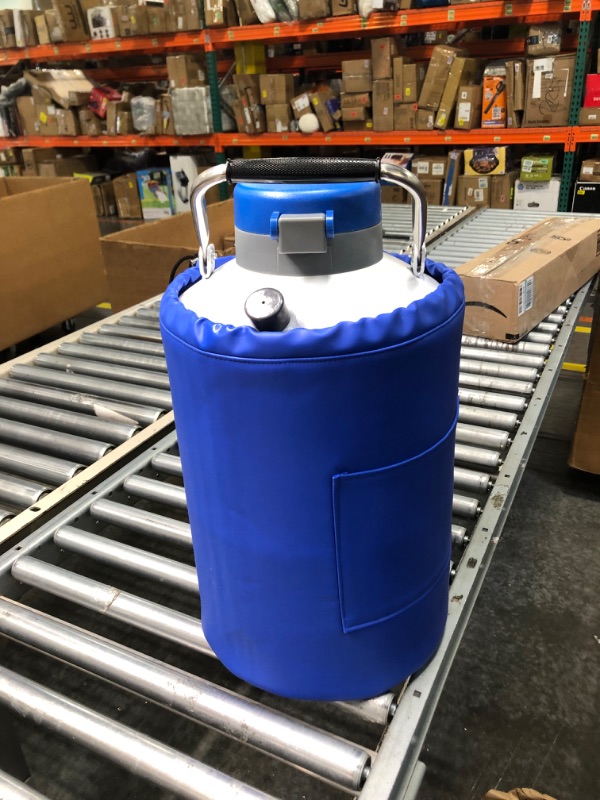 Photo 3 of **USED BLUE NOT BLACK ** Bonvoisin 6L Liquid Nitrogen Container Cryogenic Container Liquid Nitrogen (LN2) Dewar Aluminum Alloy Semen Tank with 6 Canisters Carry Bag (6L)