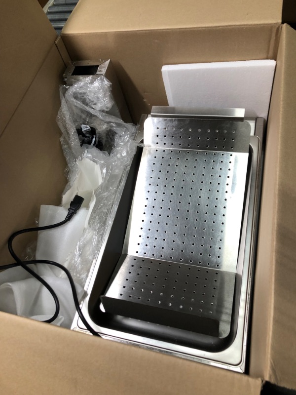 Photo 1 of 110V French Fry Food Warmer 23" x 13.5", 900W Fry Heat Lamp with Detachable Bent Drain Board Drip Pan, Stainless Steel Food Heat Light 86?-185?, Free Standing Fried Chicken Warmer With Light 23” x 13.5”