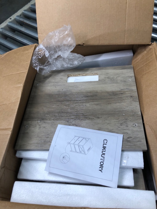 Photo 1 of **USED FOR PARTS** Nightstand with Charging Station, Modern End Tables with USB Ports and Outlets, Rustic End Table Dresser with 2 Fabric Drawers and Storage Shelf for Bedroom, Living Room, Silvery Gray 
