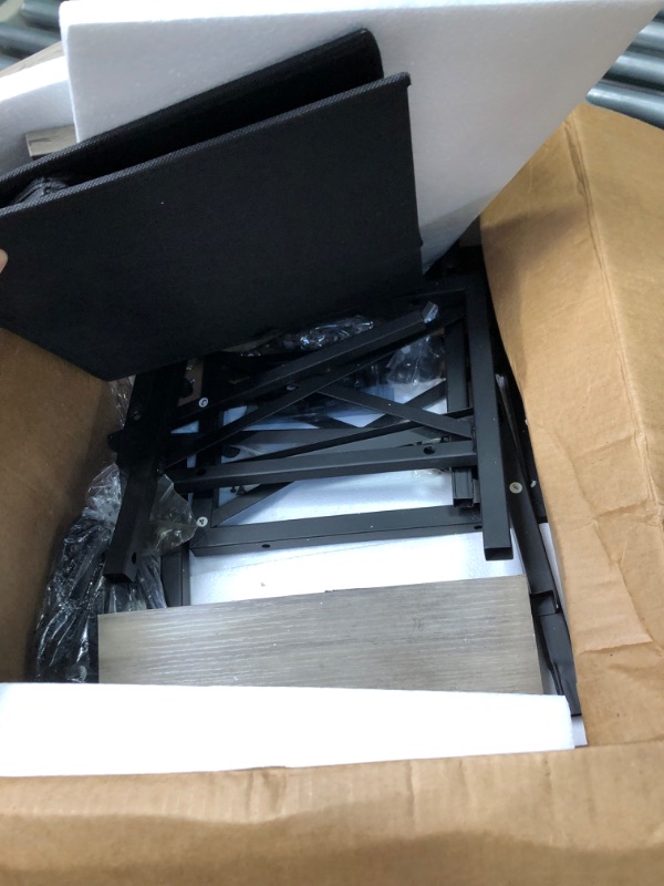 Photo 1 of **USED FOR PARTS** Nightstand with Charging Station, Modern End Tables with USB Ports and Outlets, Rustic End Table Dresser with 2 Fabric Drawers and Storage Shelf for Bedroom, Living Room, Silvery Gray 