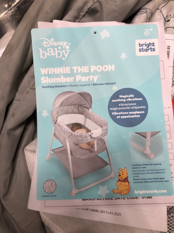 Photo 3 of **USED** ** MISSING PARTS** Bright Starts Winnie The Pooh - Slumber Party Soothing Bassinet with Vibrations, Ages 0-5 Months