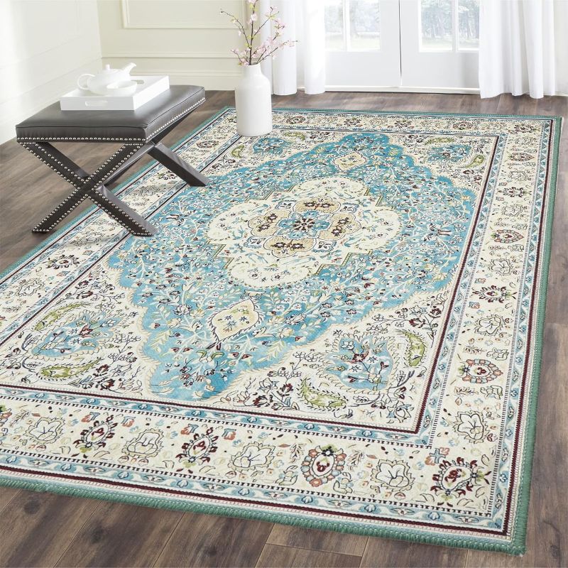 Photo 1 of 
i-VTIES 8x10 Area Rug for Living Room,Stain Resistant Washable Area Rugs for Bedroom Dining Room, 8 x 10 Area Rugs with Non-Slip Rubber Backing,Boho Vintage.