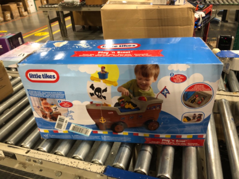 Photo 2 of Little Tikes 2-in-1 Pirate Ship Ride-On Toy - Kids Ride-On Boat with Wheels, Under Seat Storage and Playset with Figures - InteractiveToys for 1 year olds and above, Multicolor