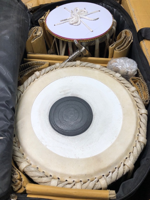 Photo 3 of MAHARAJA Basic Tabla Set, Student Tabla Set, Steel Bayan, Dayan, Hammer, Cushions & Cover - Perfect Tablas for Students and Beginners on Budget, Tabla Drums, Indian Hand Drums (PDI-IB)