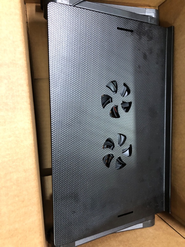 Photo 1 of Laptop Table Stand Adjustable Riser: Portable with Mouse Pad Fully Ergonomic Mount Ultrabook MacBook Gaming Notebook Light Weight Aluminum Black Bed Tray Desk Book Fans Up to 17 inch