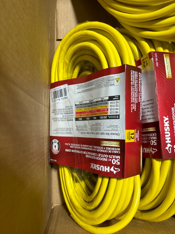 Photo 3 of Husky 50 Ft. 12/3 Lighted Triple Tap Extension Cord 12pk