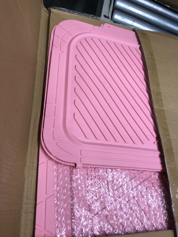 Photo 3 of CAR PASS Heavy Duty Rubber Floor Mats Pink 4-Piece Car Mat Set - Universal Waterproof Floor Mats for Car SUV Truck, Durable All-Weather Mats(All Pink)