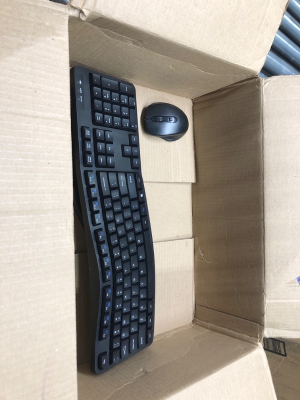 Photo 3 of Amazon Basics Ergonomic Wireless Keyboard Mouse Combo - QWERTY - Black