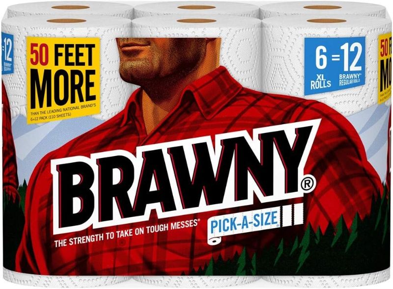 Photo 1 of Brawny Paper Towels, 6 XL Rolls, Pick-A-Size, White, 6 = 12 Regular Rolls
