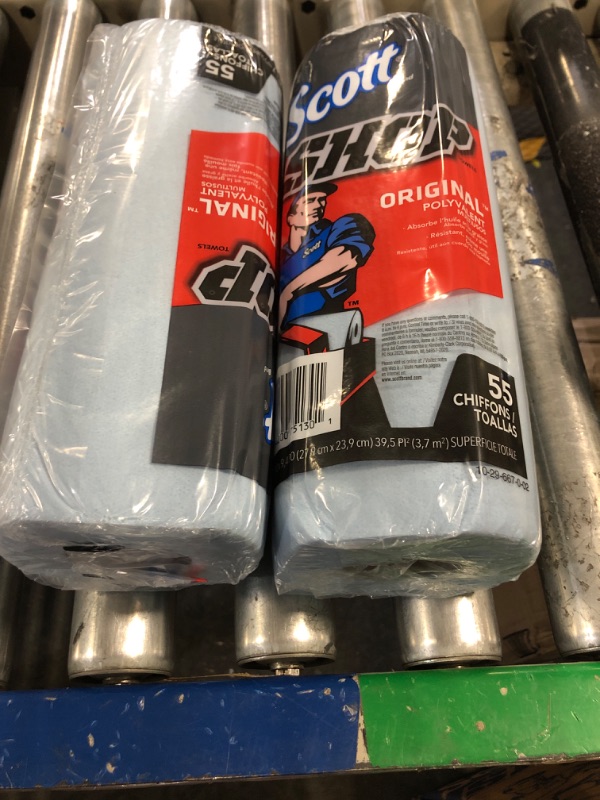 Photo 1 of 75130 Scott Single Rolls Blue Shop Towels Disposable 55 Sheets Pack 110 Total Paper Towels (2 PACK BUNDLE) Professional DIY Oil Absorbent Wipes 39.5 Sq Feet a Roll