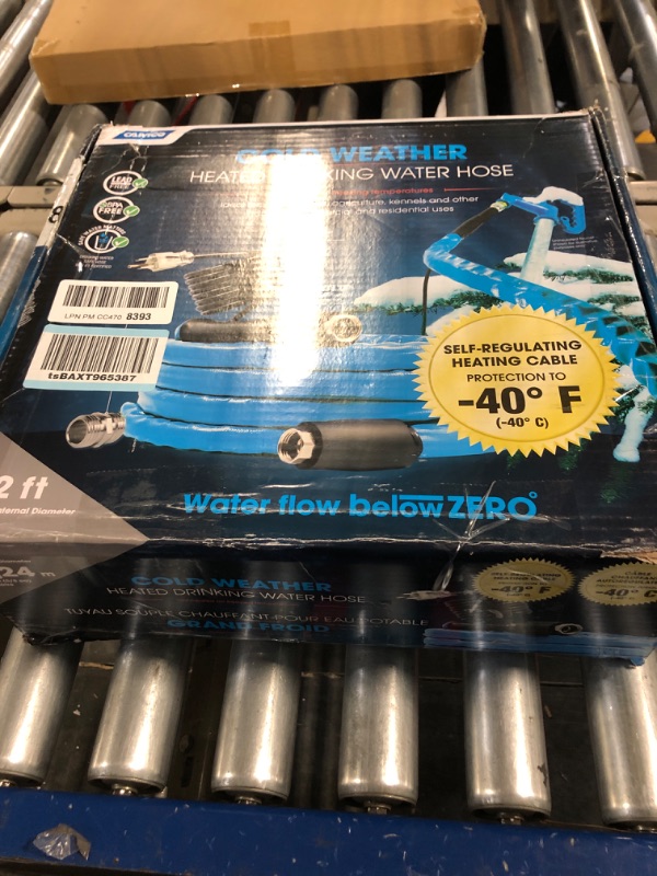 Photo 2 of Camco 12-Foot Heated Drinking Water Hose | Features Water Line Freeze Protection Down to -40°F/C, an Energy-Saving Thermostat, and Includes Adapter for Connection to Either End of Hose (22920) Standard Packaging