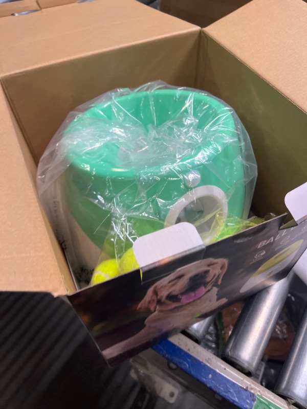 Photo 1 of ENIGETA Automatic Ball Launcher for Dogs, Distance 10-30ft Ball Thrower Indoor& Outdoor Dog Fetch Machine for Small to Medium Sized Dogs 6PCS Tennis Balls Included(2 inch)