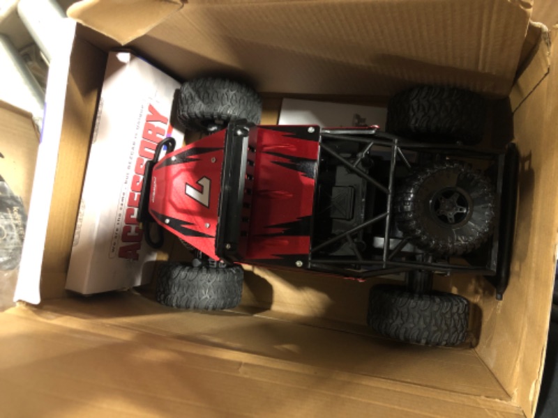 Photo 3 of BEZGAR TB141 RC Cars-1:14 Scale Remote Control Car, 2WD High Speed 20 Km/h All Terrains Electric Toy Off Road RC Car Vehicle Truck Crawler with Two Rechargeable Batteries for Boys Kids and Adults Red 1:14 Scale