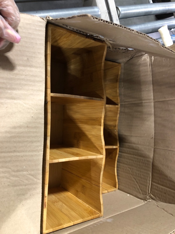 View 3 of Mind Reader Tabletop Caddy, 6 Section Countertop Bamboo, Brown Condiment Organizer, 10.03? L x 15.16? W x 8.46? H