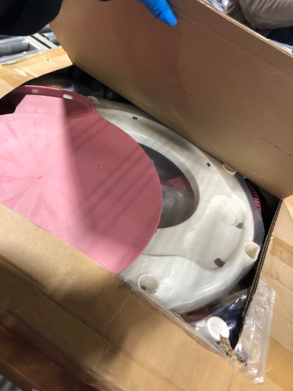 Photo 1 of 4 in 1 Baby Walker, Baby Walker with Wheels & 4 Heights Adjustable, Foldable Baby Walker Include Musical Toy Tray and PVC Pedals, Baby Walkers for Babies 6-18 Months Pink