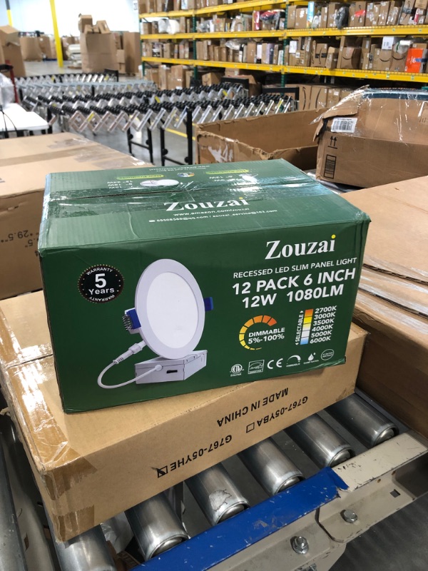 Photo 2 of zouzai 12 Pack 6 Inch Black 5CCT Ultra-Thin LED Recessed Ceiling Light with Junction Box, 2700K/3000K/3500K/4000K/5000K Selectable, 12W Eqv 110W,Dimmable, led can Lights- ETL and Energy Star Certified 6 Inch 5CCT-Black