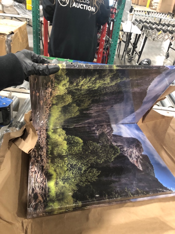 Photo 1 of 3 Pieces Green Wall Art Painting Yosemite National Park Clear Water Lake Mountain Trees Rocks Pictures Prints On Canvas Landscape Wall Decor for Home Modern Decoration Print - 12"x16"x3 Panel Wallart-01 12" x 16" x 3 Panels