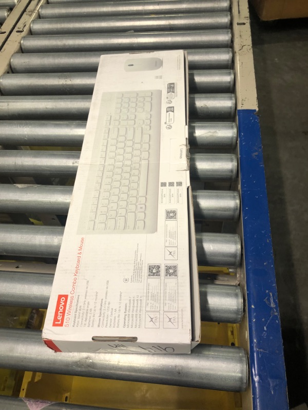 Photo 1 of Lenovo 510 Wireless Combo with 2.4 GHz USB Receiver, Slim Full Size Keyboard, Full Number Pad, 1200 DPI Optical Mouse, Left or Right Hand, GX30W75336, White Keyboard + Mouse White