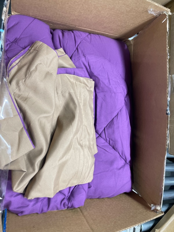 Photo 2 of *Similar* downluxe Queen Comforter Set - Purple and Brown Queen Comforter, Soft Bedding Comforter Sets for All Seasons, Queen Bed Comforter Set - 3 Pieces - 1 Comforter (88"x92") and 2 Pillow Shams(20"x26") Purple/Brown Queen