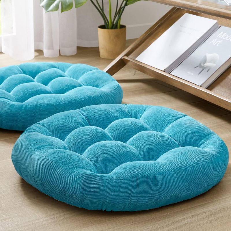 Photo 1 of 
Meditation Floor Pillow Set of 2, Round Large Pillows Seating for Adults, Tufted Corduroy Thick Cushion for Living Room Tatami, Turquoise, 22 Inch'2...
