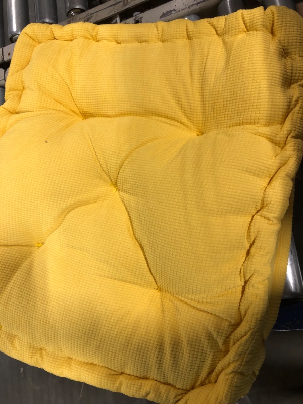 Photo 2 of AHNJM Floor Pillows for Adults - Large Square Floor Cushions Foam Filling - Tufted Thick Meditation Pillow for Yoga - Floor Seating with Corduroy Surface 20”X 20” X 5” Yellow