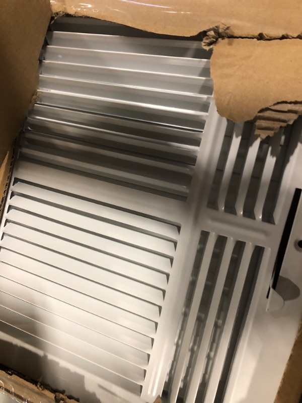 Photo 2 of 12"w X 12"h 4-Way AIR Supply Grille - Vent Cover & Diffuser - Flat Stamped Face - White [Outer Dimensions: 13.75"w X 13.75"h] Flat Stamped Steel 4 Way