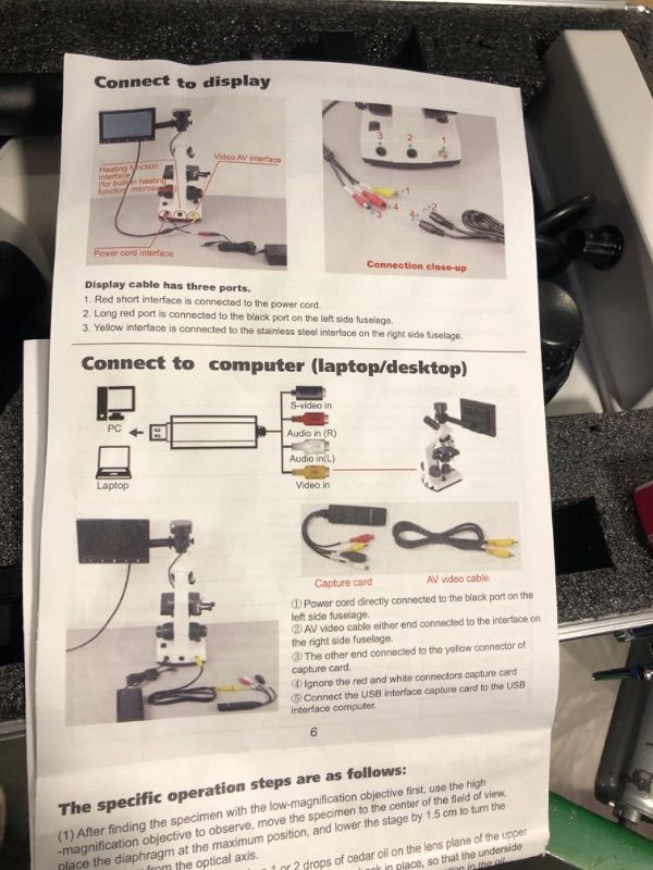 Photo 3 of Microscope for Adults with 40X-2500X Magnification, Dual-View Compound Monocular Microscopes with 7'' LCD Screen, Wide-Field 10X 25X Eyepiece, Built in 5MP Camera Software Compatible Windows and Mac
***POWER SOURCE FOR LCD IS NOT INCLUDED***