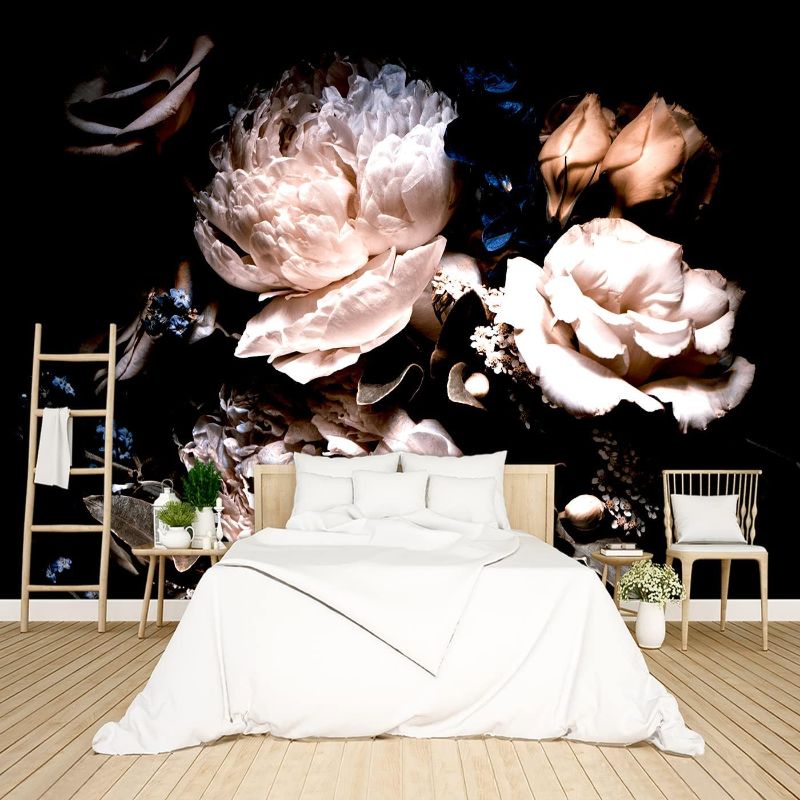 Photo 1 of 
BZHXBZ - Black Peony Floral Wallpaper Bedroom Pink Botanical Flowers Leaf murals Living Room tv Background Large Wall Mural Aesthetic Room Decor - 91"...