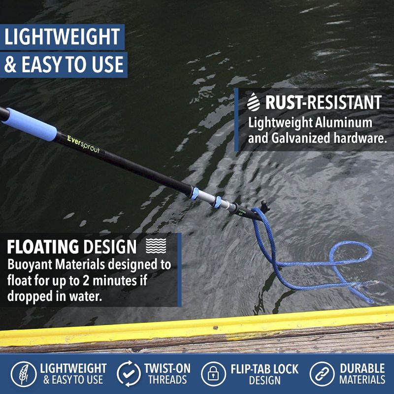 Photo 1 of 
EVERSPROUT Telescoping Boat Hook | Floats, Scratch-Resistant, Sturdy Design | Durable & Lightweight, 3-Stage Anodized Aluminum Pole | Threaded End for...