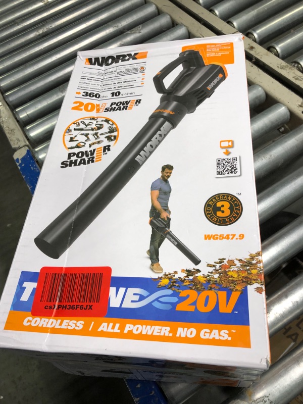 Photo 2 of *** FOR PARTS *** WORX 20V Turbine Cordless Two-Speed Leaf Blower Power Share (Tool Only) - WG547.9 20V Batt/Charger Sold Separately