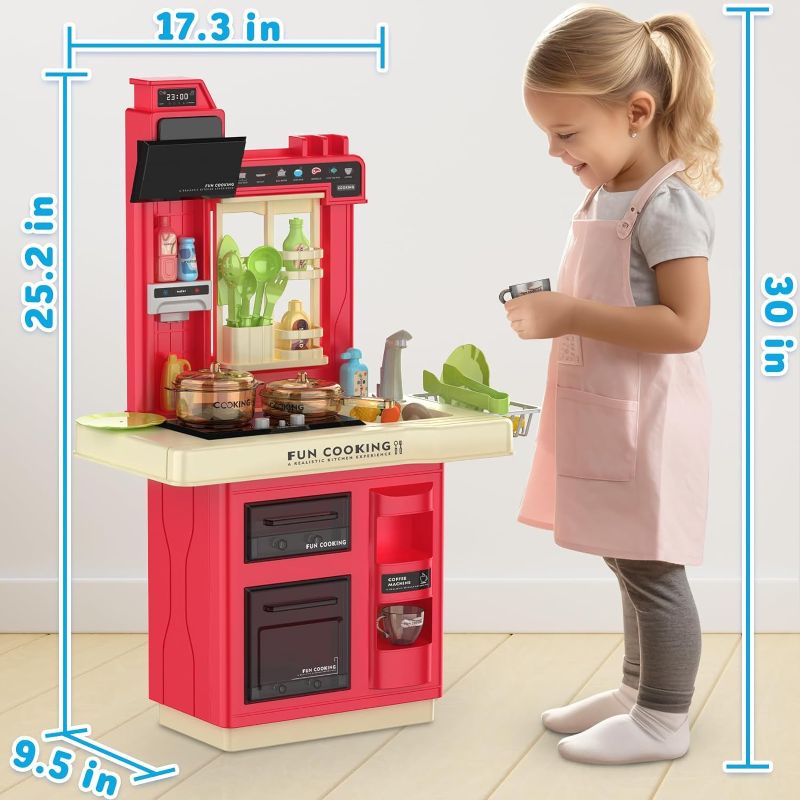 Photo 1 of Goodfuns Play Kitchen Set, 35Pcs Kids Kitchen Playset with Lights Sounds, Pretend Play Food Toy Kitchen Set, Kids Play Kitchen Toys for 3 4 5 6 7 8 9 10 11 12 Year Old Boys Girls Toddlers Kids Gifts